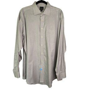 Vintage 90's Jos. A. Bank Men's Gray Gingham Button-Down Dress Shirt 17.5"